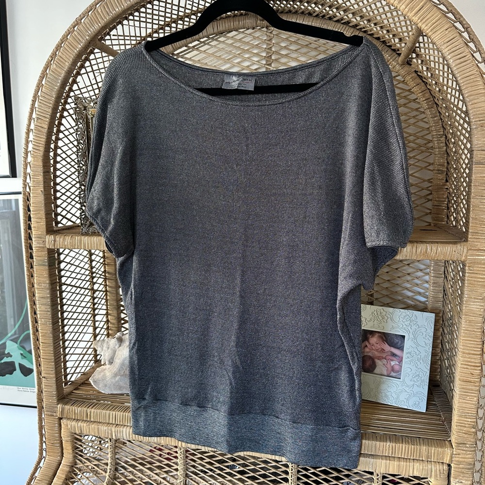 Michael Stars Shimmery Dark Gray Knit Top